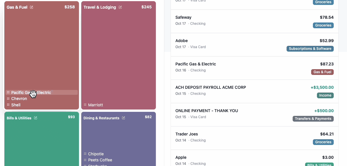 Drag and drop interface